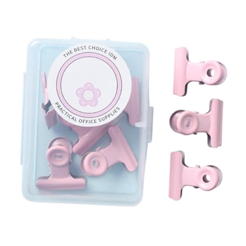 Generic 8 Stück kleine Clips, Mini-Metall-Bindertaschen-Clips, Büroklammer, Metall-Papiergriff für Bildplanerseiten, Bürogeschäfte, Rosa von Generic