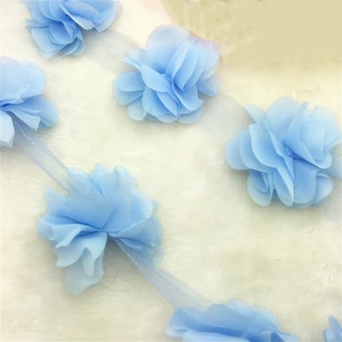 Generic 91 cm Spitze Blume Chiffon Hochzeitskleid Brautstoff Spitzenbesatz DIY Baby Haarband Seeblau von Generic