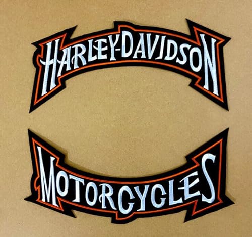 Generic Harley Rocker Patches 26,7 cm, groß, bestickt, Motorradweste/Jacke, zum Aufbügeln, schwarz, weiß von Generic