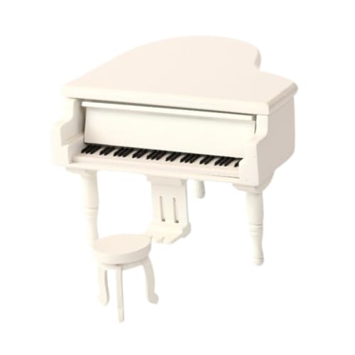 Generic Klavier-Spieluhr, Miniatur-Puppenhaus-Zubehör, DIY-Szene, kleine Hausdekoration, Klavier-Musikinstrument-Modell für Musiker , Weiß von Generic