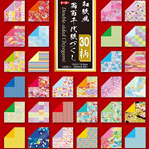 Origami-Papier - Origami-Papier gemustert Set (Chiyogami) - Double-sided Chiyogami - 30 Muster sortiert - 4 Blätter pro Muster - 120 Blatt - 15cm x 15cm von Generic