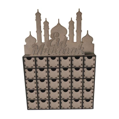 Generic Ramadan Holz Adventskalender Eid Ramadan Mubarak DIY -Kalender -Ornamente für Schreibtisch Wohnkultur von Generic