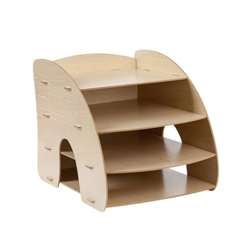 Generic Schreibtisch-Datei-Organizer, Post-/Briefablage, 4 Ablagen, Holz, mehrschichtiges stehendes Lagerregal, Desktop-Organizer für das Klassenzimmer zu, Braun von Generic