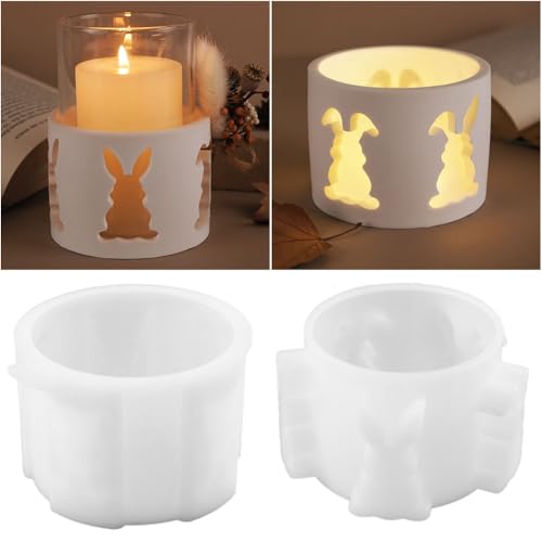 Generic Silikonformen Gießformen Häuser, DIY Silikonformen Gießformen Ostern Hase, Silikonformen Haus mit Hase Herz Osternhase Giessformen Silikon Ostern von Generic