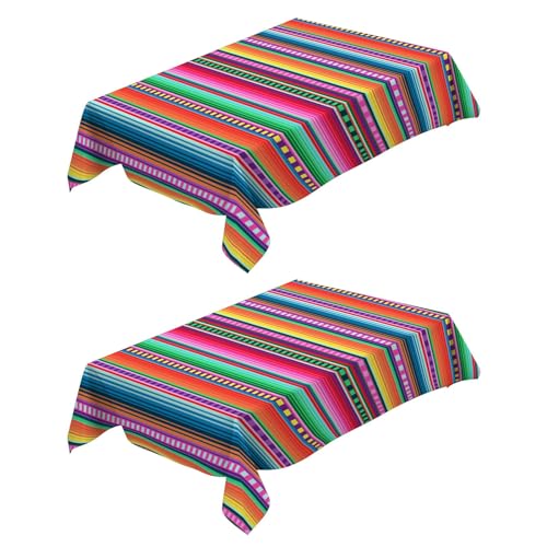 Generic Tischdecke Abwaschbar 2 Stück Bunte Geometrie 140x180 cm Lotuseffekt Tischtuch Wasserabweisend Tafeldecke Tischwäsche Fleckschutz Pflegeleicht Abwaschbar Schmutzabweisend von Generic