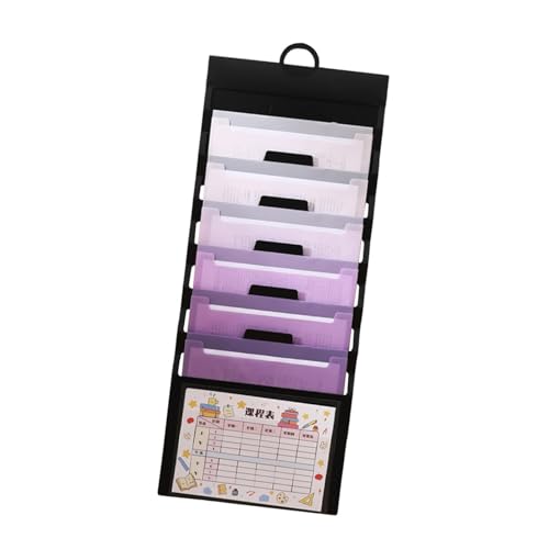 Generic Wandmontierter Aktenordner, Dokumentenhalter, 6 Taschen, wasserdichter Akkordeon-Aktenorganisator, erweiterbarer Aktenordner für Besprechungen, Violett von Generic