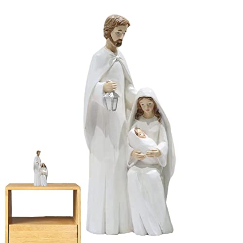 Generic Weihnachtliche Heilige Familie Holzfigur | Traditionelle Dekoration für Taufe & Feiertage | Weiß, 8.4 x 5.4 x 19.2 cm, 300 g von Generic