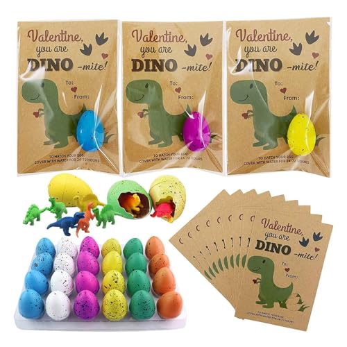 Generische Dino-Ei-Schlüpfkarte | 24er-Pack schlüpfendes Dinosaurier-Spielzeug – schlüpfendes Dino-Ei wächst im Wasserriss, Spielzeuggeschenke zum Valentinstag, Mitbringsel fü von Generic