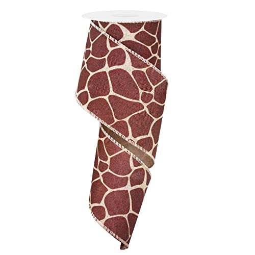 Giraffenband mit Draht, Juteband mit Giraffenmuster, braunes Giraffen-Tiermuster, 6,3 cm x 9,1 m (Giraffe) von Generic