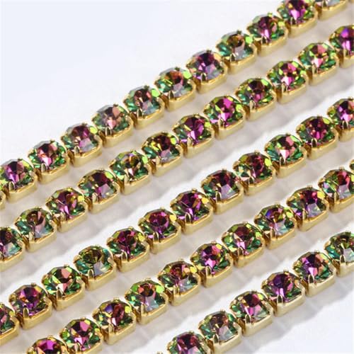 Glaskristall-Strass-Cup-Kette, zum Aufnähen, Aufkleben, Glitzer-Strasssteine für Kleidung, DIY, Bekleidungszubehör, 1 m, Vitrail Rose, SS8.5#1M Glaskristall-Strass-Cup-Kette, zum Aufnähen, Aufkleben, Glitzer-Strasssteine für Kleidung, DIY, Bekleidungszubehör, 1 m, Vitrail Rose, SS8.5#1M von Generic