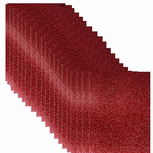 Glitzer-Karton, 22 Blatt, rotes Glitzerpapier, 20,8 x 30 cm, schwerer, glitzernder Papierkarton für Kartenherstellung, Sammelalben, Abschlusskappe, 250 g/m² (rot) von Generic