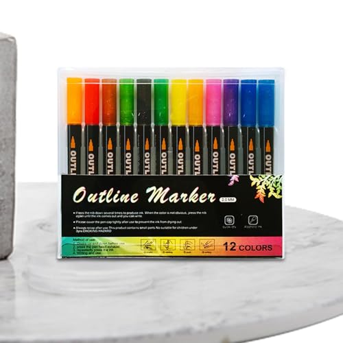 Glitzernde Filzstifte, Glitzerstifte, bunte wasserdichte Konturmarker, kreative Marker, Glitzer-Marker Set für Grußkarten, Schilder, Di von Generic