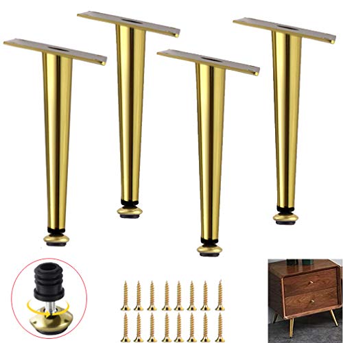 Goldene konische Möbelbeine, verstellbare Sofa- und TV-Schrankfüße aus Metall, Höhe 35,5 cm, 4er-Set von Generic