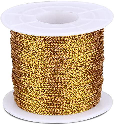 Goldschnurschnur, 100 m Goldfaden Twist Krawatten mit Spule, Gold Metallic Schnur für Schmuckkordel, DIY Bastelschnur und Verpackungsschnur Attraktives Design von Generic