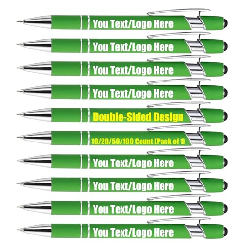 Gravur Kugelschreiber-Kugelschreiber mit Gravur| Personalisierter Stift-Werbekugelschreiber mit Wunschtext&Logo,Personalisiert Bürobedarf&Schreibwaren,Individuell kugelschreiber-10StücK (Grün) von Generic