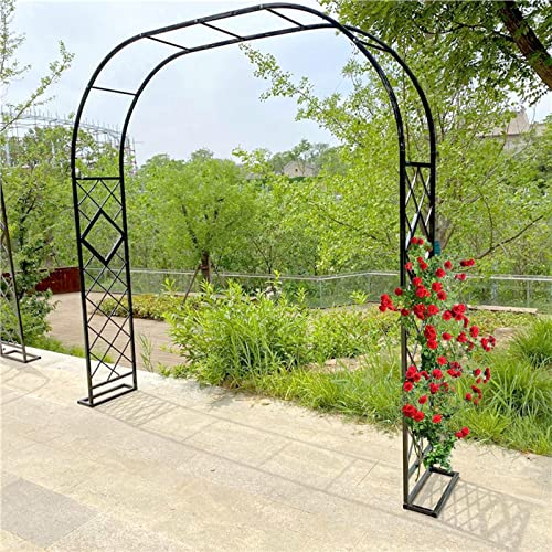 Große schwarze Metall Gartenbogenspalier für Kletterpflanzen und Rosen 220 x 150 cm von Generic