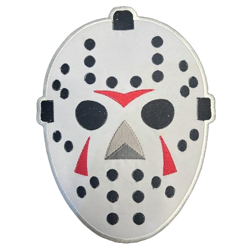 Großer Hockey-Torwart Maske bestickt Aufbügler Patch - Halloween Horror Emblem für Jacken, Taschen und Kostüme von Generic