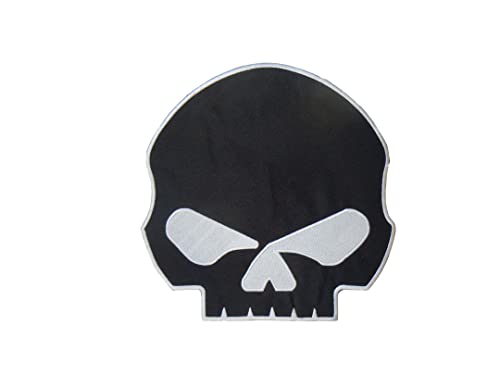 Großer Totenkopf bestickter Rückenaufnäher, Schwarz und Weiß von Generic