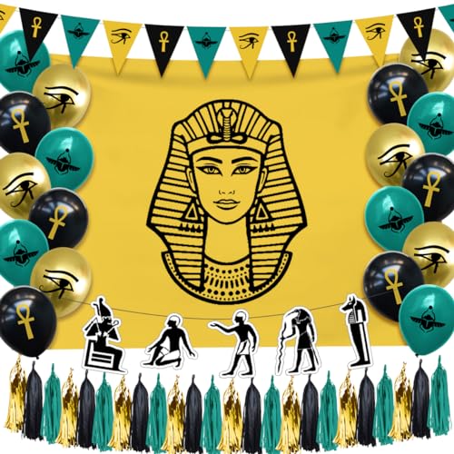 Hades Party-Dekorationsbox Ägypten – alte ägyptische Wand-Fenster-Tischdekorationen – Ägypten Luftballons Girlanden Banner Hintergrund Dekor – Partyzubehör für Kinder und Erwachsene – von Generic