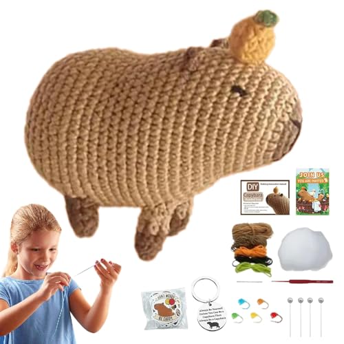 Generic Capybara-Häkelkit - Häkel-Strickset, Anfänger-Häkelnadel-Garn-Set, Kinder & Erwachsene von Generic