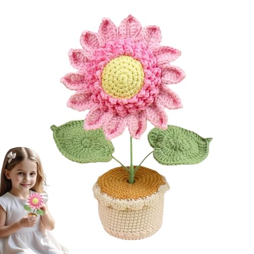 Häkelblumen, Häkelsonnenblumen- | Gestrickte Topf-Sonnenblume, Auto-Armaturenbrett- - Tischdekoration Für Zu Hause, Urlaubsszene Mit Sonnenblumen Für Wohnzimmer, Schlafzimmer, Arbeitszimmer von Generic