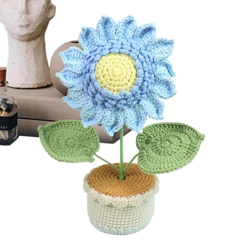 Häkelblumen, Häkelsonnenblumen- | Gestrickte Topf-Sonnenblume, Auto-Armaturenbrett- - Tischdekoration Für Zu Hause, Urlaubsszene Mit Sonnenblumen Für Wohnzimmer, Schlafzimmer, Arbeitszimmer von Generic