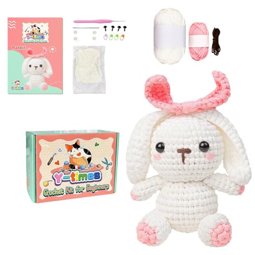 Häkelhasen-Set, gehäkelte Puppen-Kit | Häkeln Puppen-Ornamente mit Hase,Häkelpuppen-Ornamente aus Wolle für Anfänger zum Stricken p von Generic