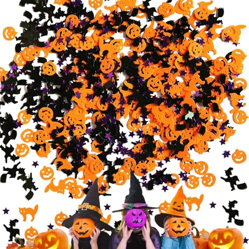 Halloween Konfetti Glitzer - Halloween Konfetti Kürbisse Spinnen Fledermäuse Hexen Schädel Netze Stern Katze Geist Halloween Konfetti | Halloween Tischkonfetti | Lila Konfetti für Halloween Basteln von Generic