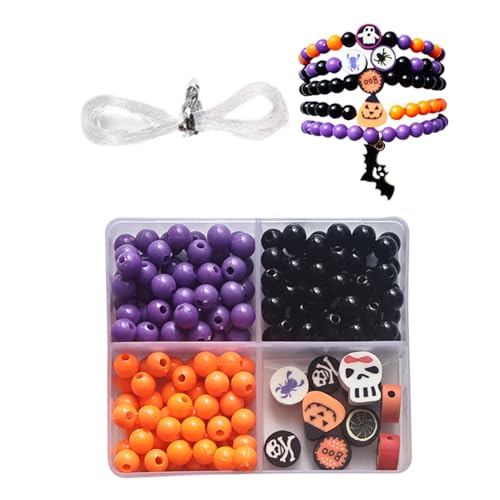 Halloween-Perlen - 6x5x2cm Perlen zur Armbandherstellung | Harz-Focal-Perlen-Halsketten-Herstellungsset | Tragbares Partyzubehör-Perlenset, Kit zur Herstellung von Urlaubsschmuck für Kinder und Erwach von Generic