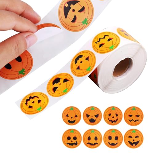 Halloween Stickers for Kids | Kids Halloween Art Supplies | Halloween-Themed Sticker Rolls | Pumpkin Design Adhesive Stickers, Jack- '-Lantern face Sticker, Squash-Themed Crafting Tape von Generic