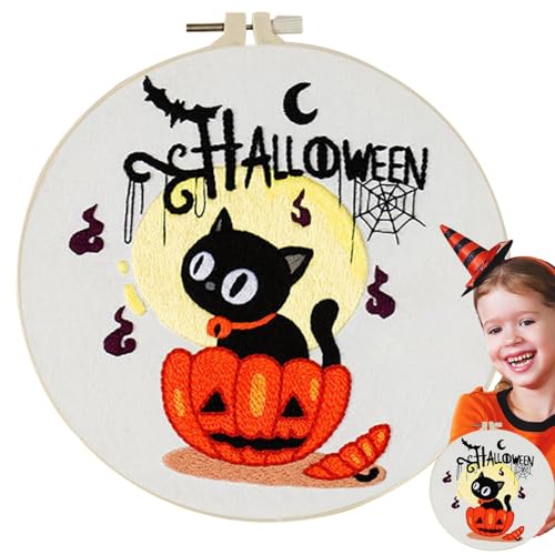 Halloween-Sticknadel-Kit, Halloween-Stickset, Stickset für Anfänger, Halloween-Drucknadelstickerei, Bastelset für Projekte von Generic