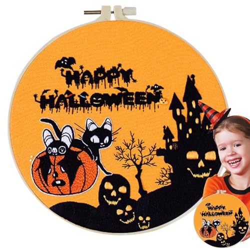 Halloween-Sticknadel-Set, Halloween-Stickset, Stickset für Erwachsene, Anfänger, zum Üben mit Nadelstickerei mit Halloween-Druck, Bastelset für Projekte von Generic