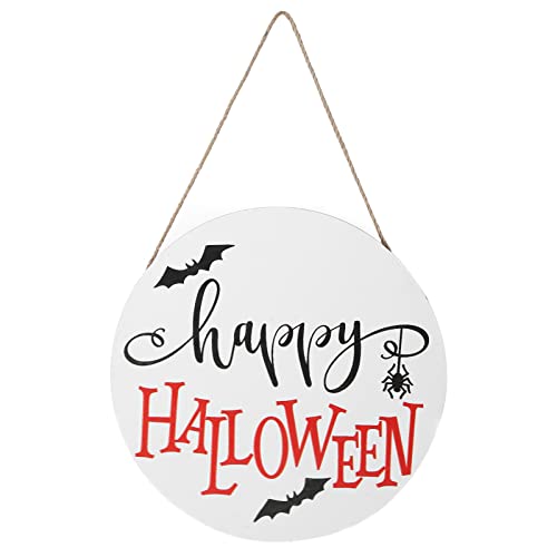 Halloween-Türschild zum Aufhängen aus Holz mit Fledermausmuster für die Dekoration der Veranda eines Spukhauses (White Model (Without Bow)) von Generic