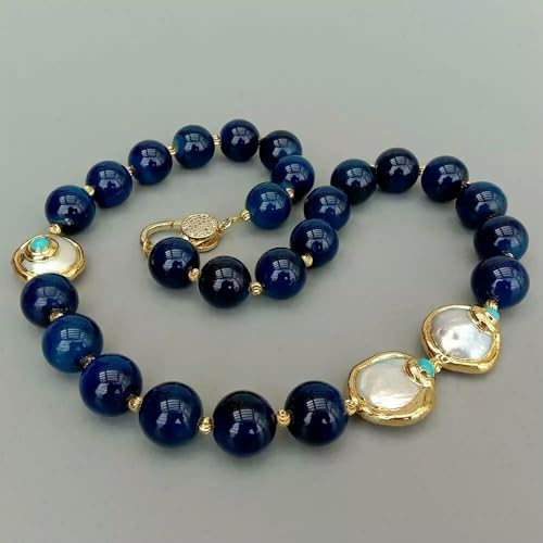 Halskette aus Zuchtperlen in Blau, galvanisiert, rund, glatt, 16 mm, 55,9 cm Halskette aus Zuchtperlen in Blau, galvanisiert, rund, glatt, 16 mm, 55,9 cm von Generic
