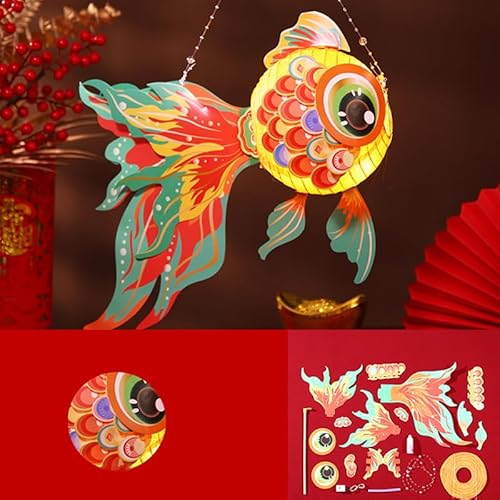 Hand gefertigtes chinesisches traditionelles Laternen-DIY-Kit für Kinder Goldfisch-Design für Mid-Autumn & Spring Festival Home Holiday Dekoration von Generic