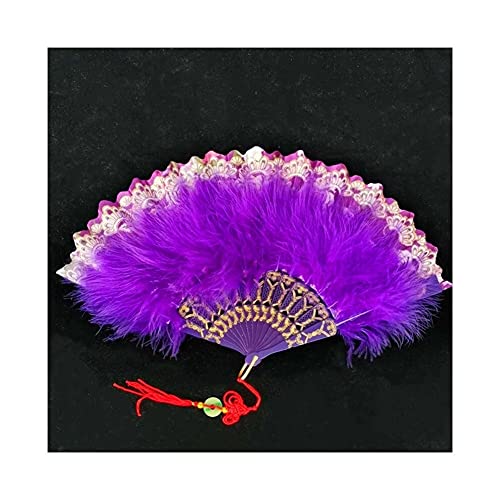 Handheld-Faltfächer, Feder-Faltfächer, Japanisches süßes Feenmädchen, dunkler Gothic-Hoftanz, Handfächer, Kunsthandwerk, Geschenk, Hochzeit, Party, Dekoration, Handfä.Purple von Generic