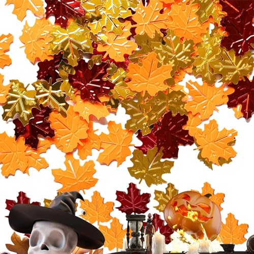 Herbstblätter-Konfetti, -Party-Tischstreu-Konfetti, 15 g, Ahornblätter-Form, -Glitzer, Tischstreuung, Konfetti für Thanksgiving, Ahornblätter, Konfetti-Party-Sets von Generic