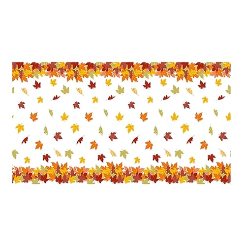 Herbstblatt-Tischdecke, Ahornblatt-Tischdecke, Kunststoff-Tischdecke für Thanksgiving-, Dekorationen, 11,4 x 2,9 m Picknick Tischdecke (Yellow, One Size) von Generic