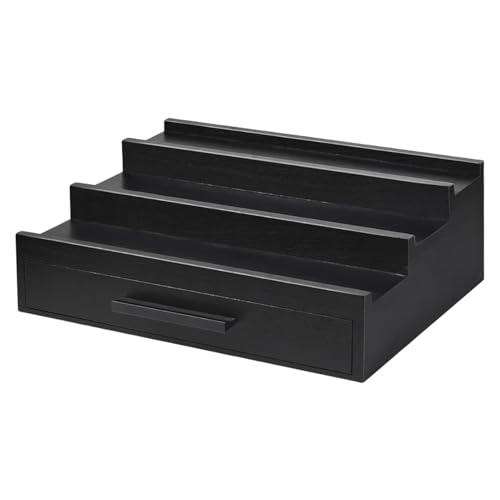 Herren-Parfüm-Organizer – Parfüm-Halter, Hochhaus-Duft-Organizer | Parfümtablett aus Holz, praktischer Schubladen-Make-up-Organizer, schwarzes Parfümregal für Ringe, Zimmer, Kommode, Herren, 12,5 x 8, von Generic