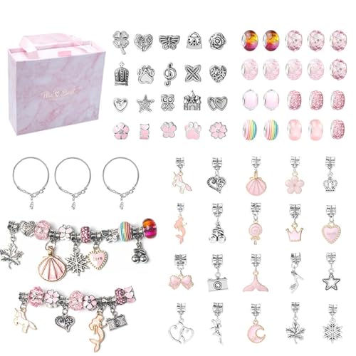 Herstellung Armband Set – Armband Spielzeug, Perlenset Kinderarmband | Freundschaftsarmband für Mädchen, buntes Einhorn-Armband, rosa Liebesarmband, Bijo-Set von Generic