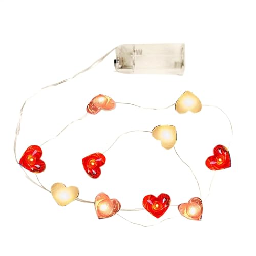 Herzförmige Lichterkette – romantische Valentinstag-Lichterkette – LED-Herz-Lichterkette für Weihnachten, Valentinstag-Dekoration, wasserdichte Lichterkette für drinnen und draußen von Generic