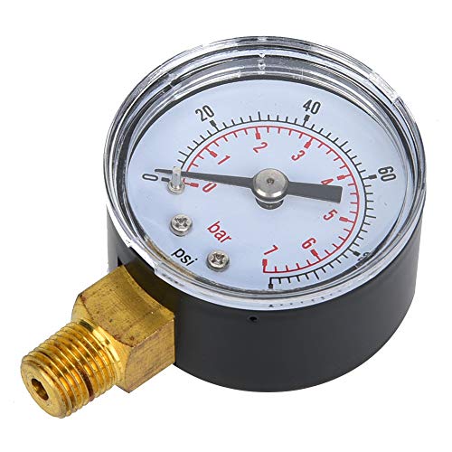 Hochpräzises Mechanisches Manometer mit 1/8-Zoll-BSPT-Anschluss Unten für Luft-Öl-Wasser-Anwendungen mit Robustem Metallgehäuse und Zwei Skalenwerten (0–100 psi, 0–7 bar) von Generic