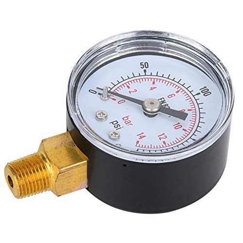 Hochpräzises Mechanisches Manometer mit 1/8-Zoll-BSPT-Anschluss Unten für Luft-Öl-Wasser-Anwendungen mit Robustem Metallgehäuse und Zwei Skalenwerten (0–200 psi, 0–14 bar) von Generic