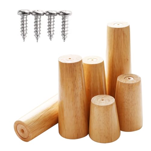 Holz Möbelbeine, Ersatz Füße für Möbe 30/40/50/60/70cm Höhe 4er Set Möbelfüße für Bett Sofa Nachttisch Schrank Gerade Möbelfüsse mit Montageplatte Gummipads(10cm) von Generic