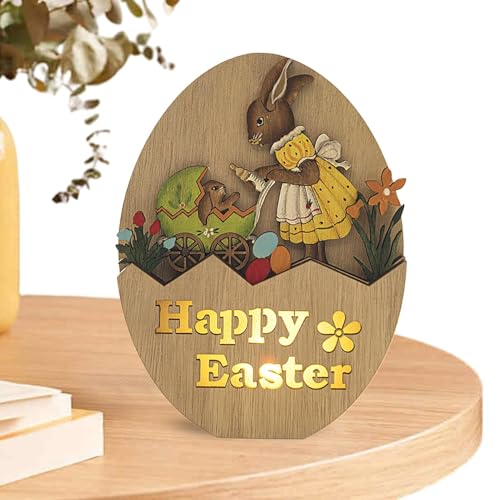 Holz-Ostern-Tischdekoration,Ostern-Holz-Tischschild,Osterdekorationen, leuchtendes Design - Niedliche Tischdekoration, Nachtlicht für Familie, Freunde, Kollegen von Generic