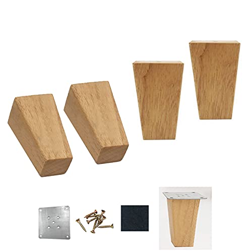 Holzbeine als Ersatz für alte Möbelbeine, 4-teilige Sofabeine, quadratische Bettbeine, holzfarbene Schrankfüße für Ottomane, Kommode (Oben 5,3 cm, unten 3,5 cm) (15 cm) von Generic