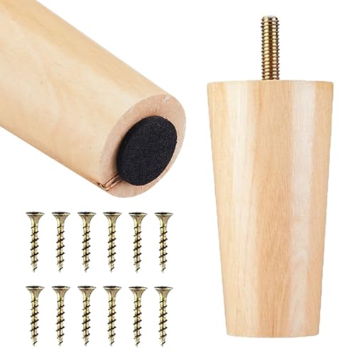 Holzfüße für Möbel Sofa, Holz Möbelbeine 4 Stück Sofabeine mit Montageplatte Gummipads für Schränke Schreibtisch Stuhl Couchtisch und TV-Schrank(10cm) von Generic