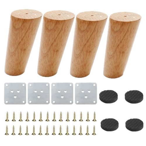 Holzfüße für Sofa Holz Möbelbeine Ersatz Schrankfüße Konisch Schräg Holzmöbelbeine für Stühle Schränke Couchtisch und TV-Schrank Einfachen Montage 4er Set(10cm) von Generic