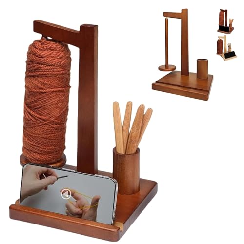 Holzgarnhalter-Telefonständer, Holzgarnhalter mit Telefonständer, magnetischer Garnspulenständer for Häkeln und Stricken, Spindelspulen-Organizerständer, Häkelzubehör und Gadgets(Walnut) von Generic