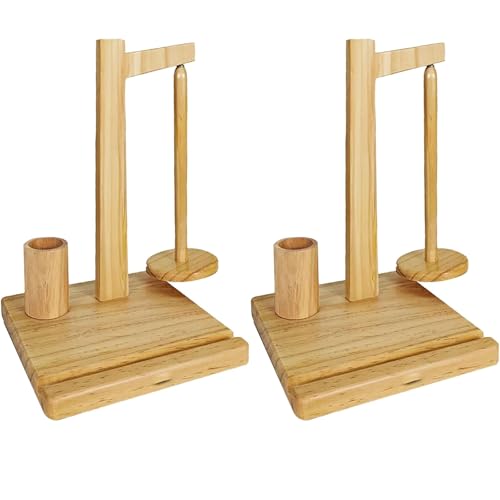 Holzgarnhalter-Telefonständer, Holzgarnhalter mit Telefonständer, magnetischer Garnspulenständer for Häkeln und Stricken, Spindelspulen-Organizerständer, Häkelzubehör und Gadgets(Wood-2pcs) von Generic